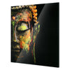 Colorful Buddha Face Glossy Lacquer Canvas Wall Art Print - 30" x 30"